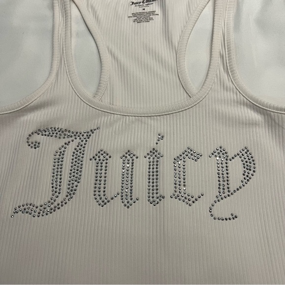 NWT Juicy Couture Sleepwear Racerback Tank Silver Bling Rib Knit Size Medium - Picture 3 of 8